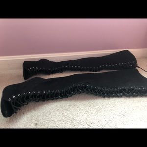 Black thigh high heels